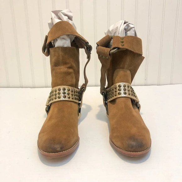 NEW RARE Zadig & Voltaire Arcade Studded Western Suede Harness Ankle Booties 5 - Picture 4 of 15